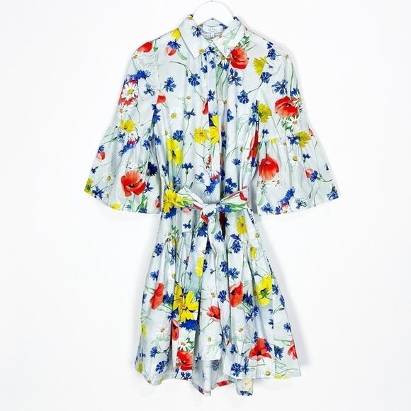 Pearl by Lela Rose Floral Poplin Flounce Hem Dress - Picture 3 of 12